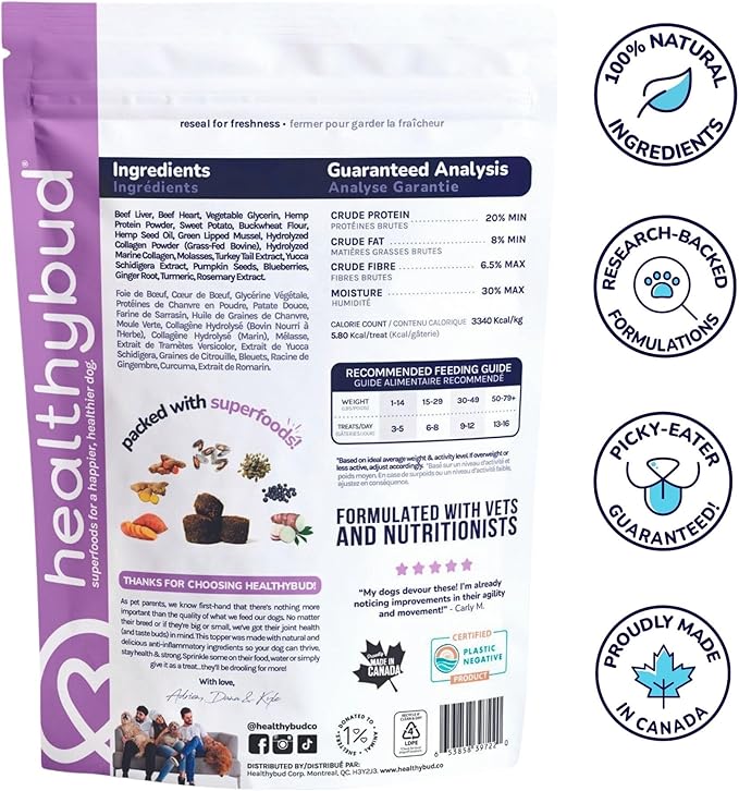 healthybud Hip and Joint Supplement Dog Treats 4.6oz