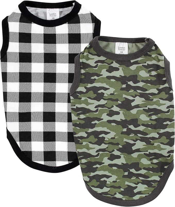 Luvable Friends Dog Pet Dog and Cats Cotton T-Shirts 2pk