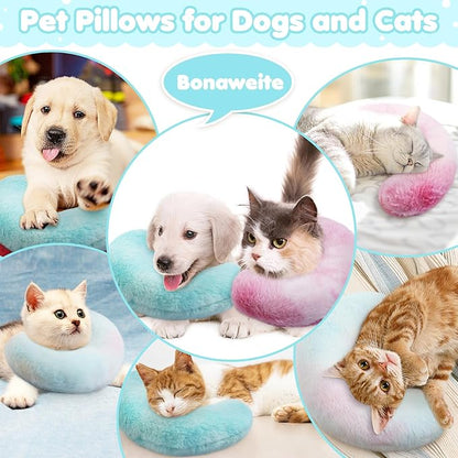 Bonaweite Cat Pillow, Soft Calming Pillow for Dogs, Pet Neck Pillows for Cervical Protection and Sleeping Support, Pet Calming Toy for Anxiety Relief, U-Shaped Soothing Cuddler