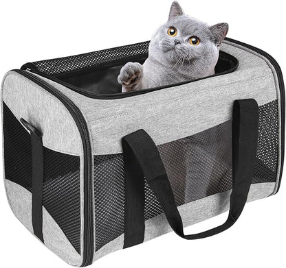 Cat Carrying Case - Pet Carrier Airline Approved, Protable and Breathable Pet Travel Carrier Removable Fleece Pad, Collapsible Cat Carrier Dog Carrier for Medium Cats Small Cats Dogs(15 * 10 * 10)