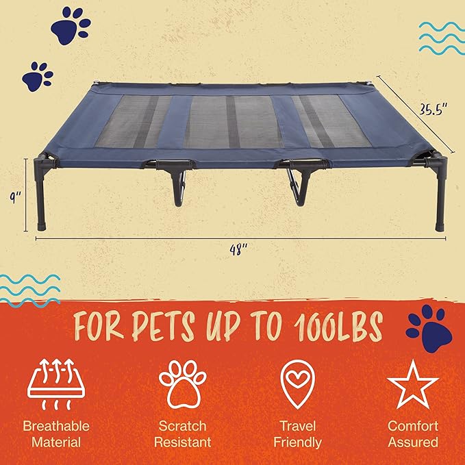Elevated Dog Bed 48x35.5-Inch Portable 110lbs by
