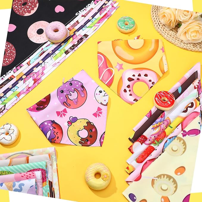 100 Pcs Donut Dog Bandanas Bulk Pet Bandanas