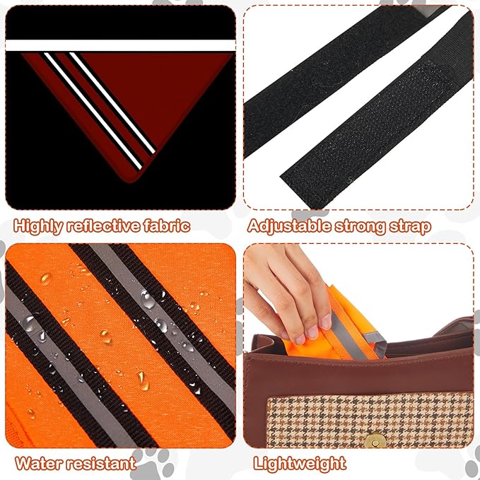 2 Pcs Reflective Dog Bandana with Neon Orange