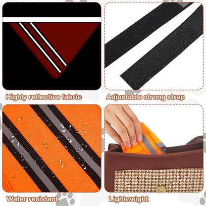 2 Pcs Reflective Dog Bandana with Neon Orange