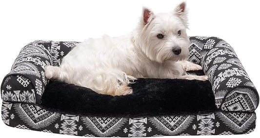 Furhaven Pillow Dog Bed for Medium/Small Dogs w/ Removable Bolsters & Washable Cover