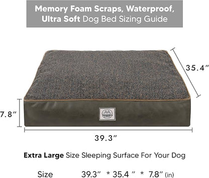 Memory Foam Dog Bed for Extra Large Dogs- Waterproof Dog Bed Mat with Removable Washable Cover