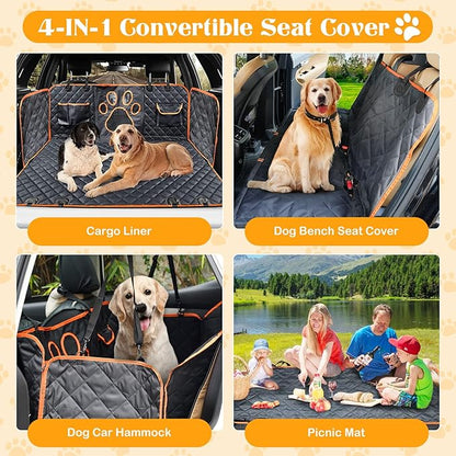 Dog Seat Cover for Tundra/Tacoma/Silverado/Nissan Frontier 4-in-1 600D (60" W 64" L))