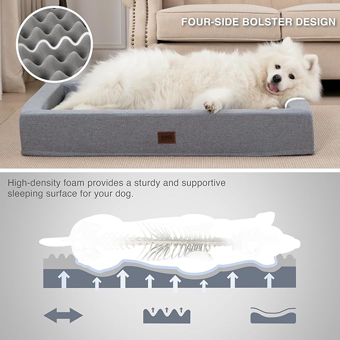 EXQ Home Orthopedic Dog Bed for X-Large Dog 2 in 1 Multipurpose Liner(Grey,42x30x6 inches)
