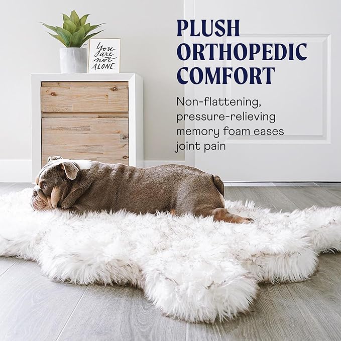 PupRug Orthopedic Dog Bed for Dogs with Soft Faux Fur and Memory Foam for Joint Pain Relief