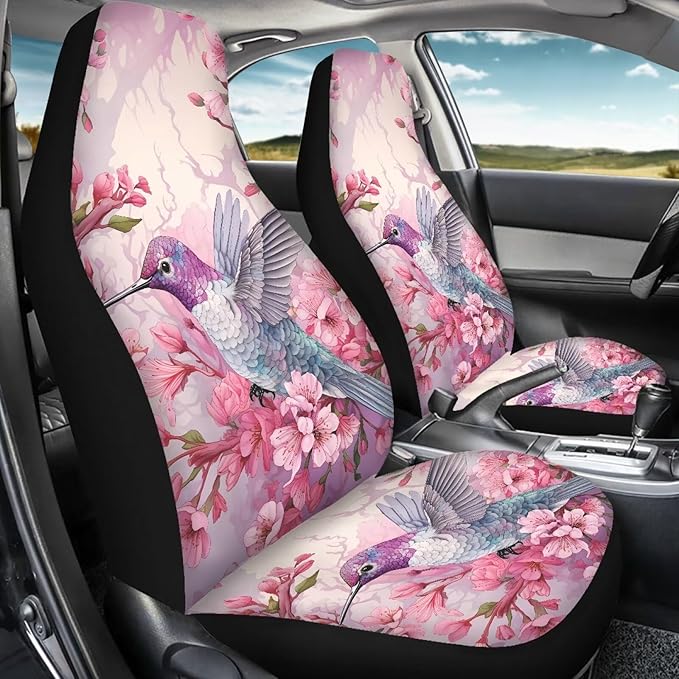 Hummingbird Cherry Blossom Car Seat Covers Full Set of 2