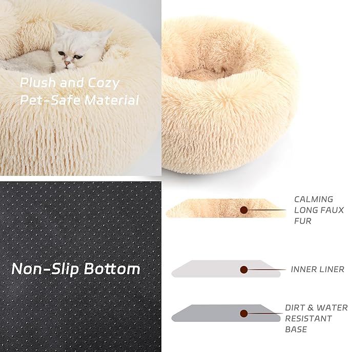 Calming Dog Bed for Cats and Small Dogs 15.7'')