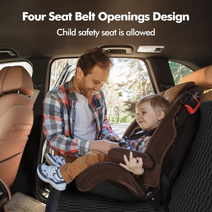 Backseat Dog Cover for Car 100% Waterproof 2 Seat SUVs,Black,54" W 58" L