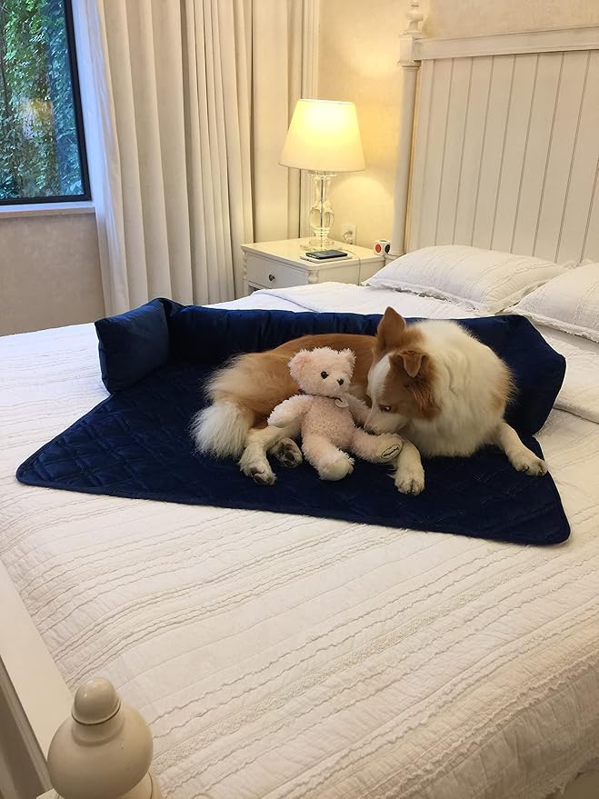 Brilliant Sunshine Premium Blue Silky Velvet Pet Sofa Bed