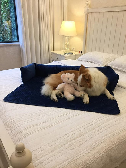 Brilliant Sunshine Premium Blue Silky Velvet Pet Sofa Bed