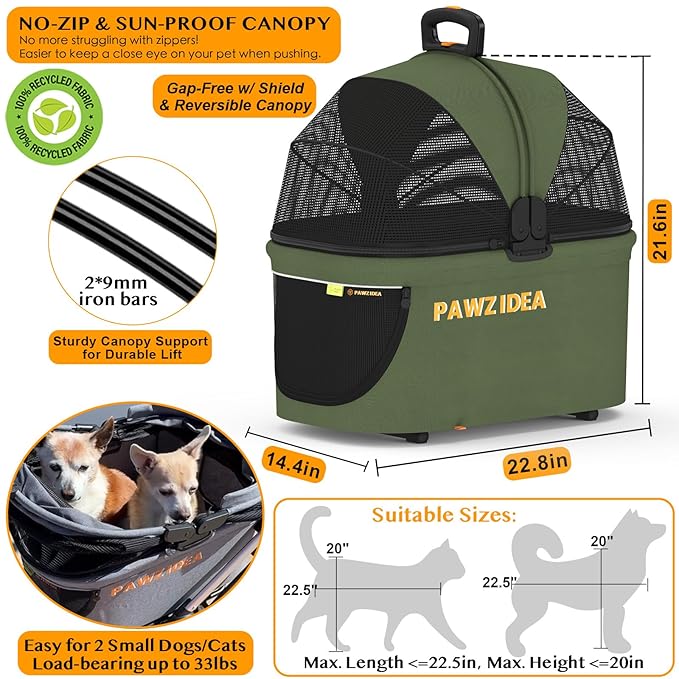 PAWZIDEA Cat Stroller 4 in 1