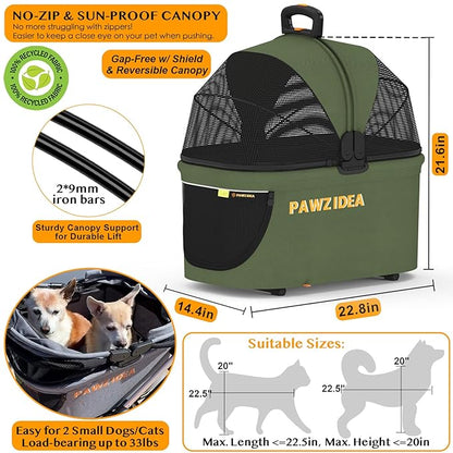 PAWZIDEA Cat Stroller 4 in 1