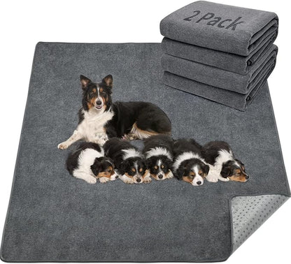 LOOBANI 2 Packs Extra Large Reusable Dog Mat for Floor 36x48in, Gray