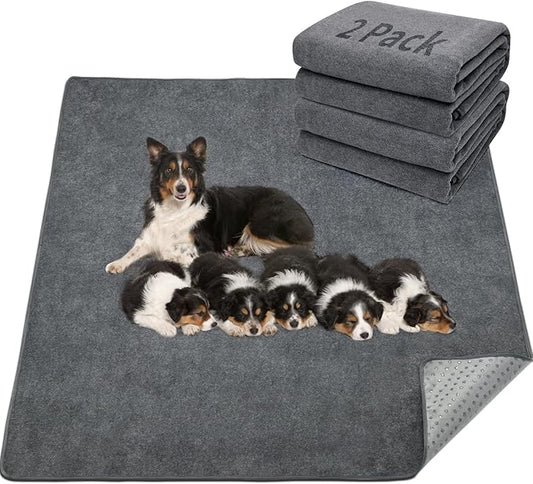 LOOBANI 2 Packs Extra Large Reusable Dog Mat for Floor 36x48in, Gray