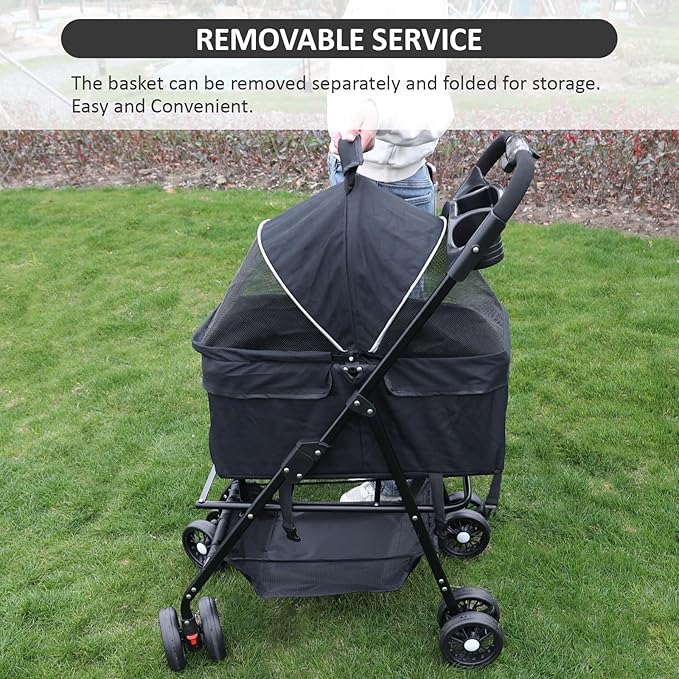 Pet Stroller for Cats/Dogs 4 Wheels 30lbs Small