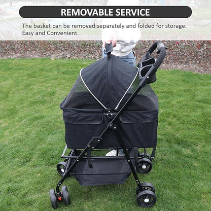 Pet Stroller for Cats/Dogs 4 Wheels 30lbs Small