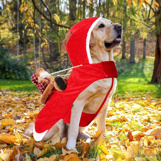 BWOGUE Santa Dog Costume Christmas Pet Clothes Santa Claus Riding Pet Cosplay Costumes Party Dressing up Dogs Cats Outfit for Small Medium Large Dogs Cats