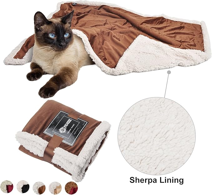 Puppy Blanket, Super Soft Sherpa Dog Blankets and Throws Cat Fleece Sleeping Mat for Pet Small Animals 45x30 Brown