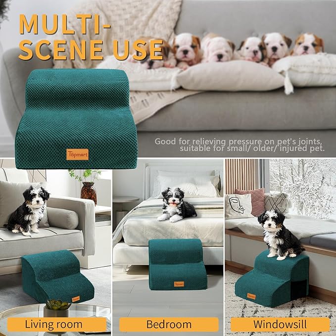 Topmart High Density Foam Pet Steps 2 Tiers 11.8" High,Non-Slip