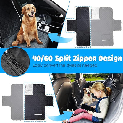 URPOWER 6-in-1 Dog Car Seat Cover for Back Seat 40/60 Split