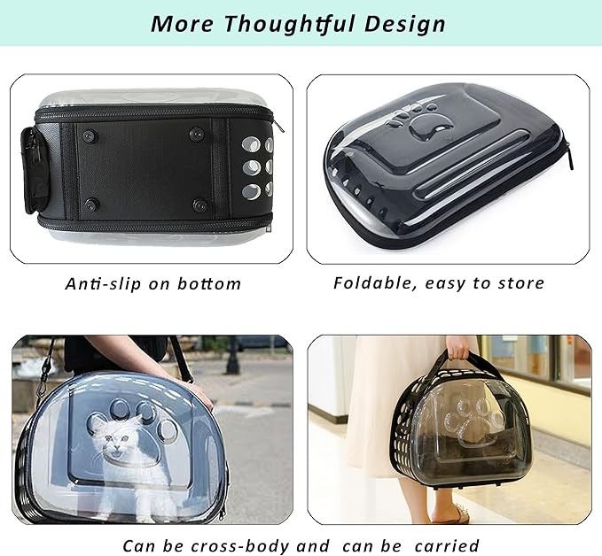 Cat Carrier Collapsible Breathable Package,Space Capsule Transparent Portable Bags Foldable Handbag for Pets Dogs Kitten Puppies,Designed for Travel, Hiking, Walking & Outdoor Use (Pink)