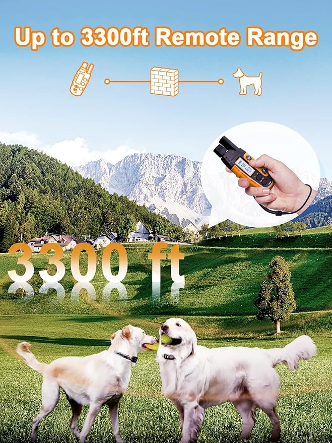 Bousnic Dog Shock Collar 2 Dogs (5-120Lbs) 3300 ft (1-8) Vibration (1-16) and (1-99) Modes