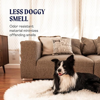 PupRug Orthopedic Dog Bed for Large Dogs with Fluffy Soft Faux Fur and Memory Foam for Joint Pain Relief