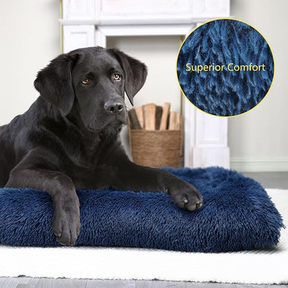 42 inch Dog Crate Bed Washable,Dog Kennel Mats for Crates with High Resilience Filling for Support and Protection,Plush Crate Pad Fits Large Breeds - 42" x 28" Navy Blue