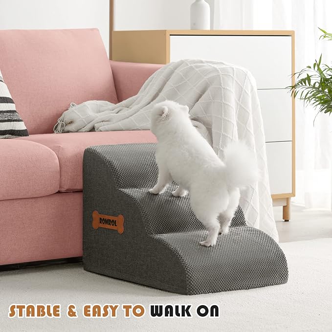 Romrol Dog Stairs Ramp for Beds Couches 3-Tiers