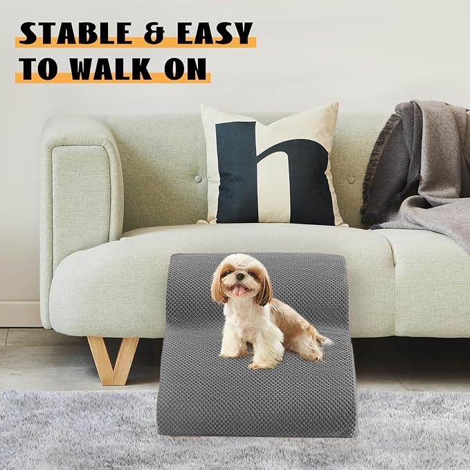 High Density Foam Dog Stairs Ramp for Beds Couches 2-Tiers