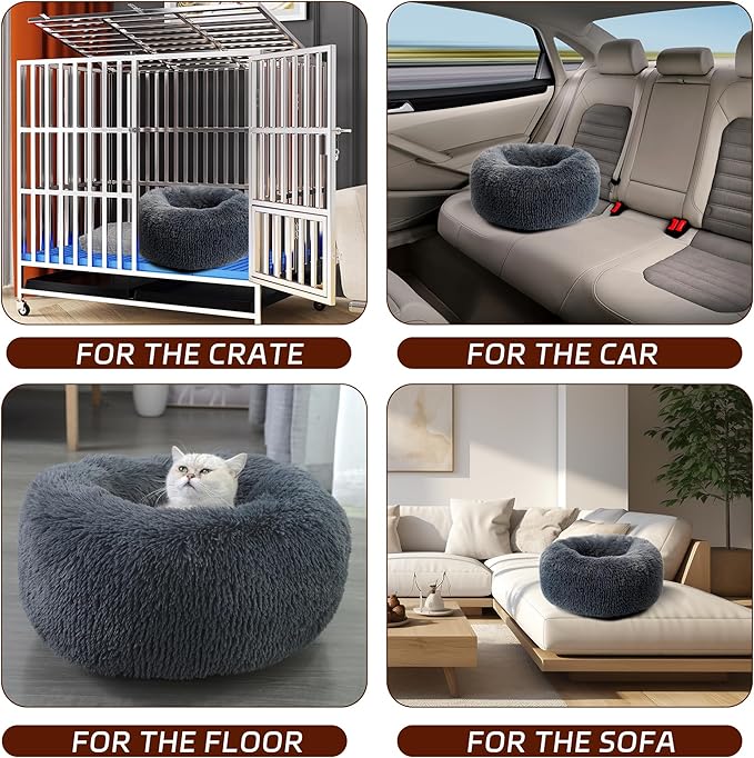 Calming Dog Bed for Cats and Small Dogs 15.7")