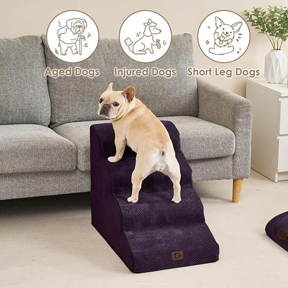 EHEYCIGA Curved Dog Stairs for High Beds 19.7" H 4-Step Dog