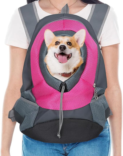 SOFTIER Pet Dog Carrier Backpack Puppy Dog Travel Carrier Front Pack Breathable Head-Out Backpack Carrier for Small Dogs Cats Rabbits(Pink)