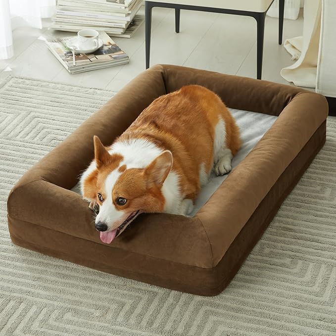 BFPETHOME Orthopedic Medium Dog Bed with Rabbit Fur Surface 29 x 19 x 6-inch, Washable 20 Pounds