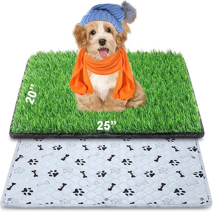 Dog Grass Mat with Pee Pad 20×25"