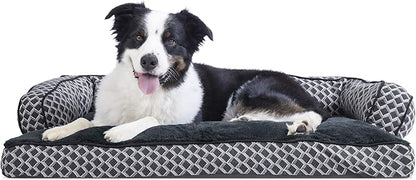Furhaven Pillow Dog Bed for Large/Medium Dogs w/ Removable Bolsters & Washable Cover