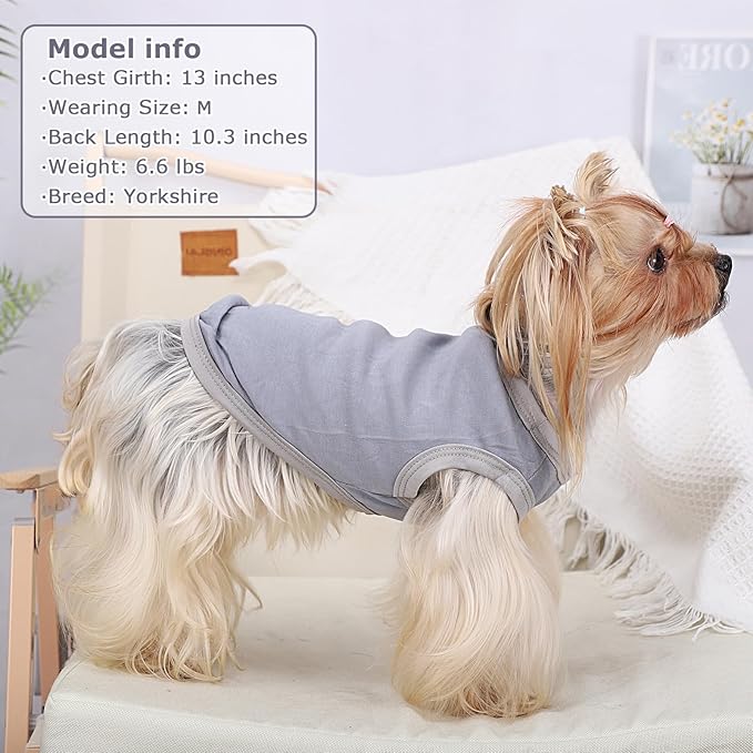 Dog Shirt Vest Clothes for Small Dogs Boy Girl Summer Solid Stretchy Puppy T-Shirts Soft Cool Breathable Lightweight Dog Sweatshirt Pet Cat Outfit