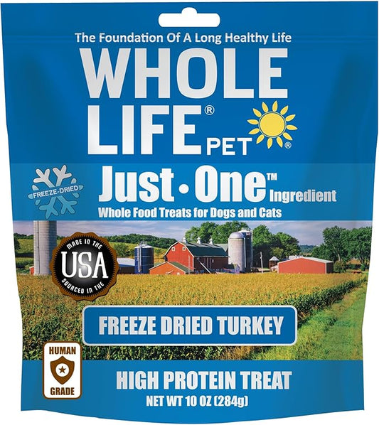 Whole Life Pet Just One Turkey Dog and Cat Value Packs - Human Grade, Freeze Dried, One Ingredient - Protein Rich, Grain Free, Made in The USA