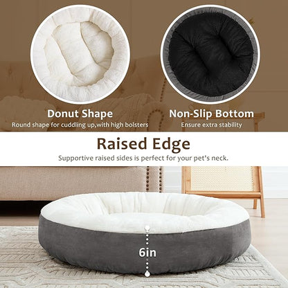 Love's cabin Round Donut Cat and Dog Cushion Bed 20in Pet