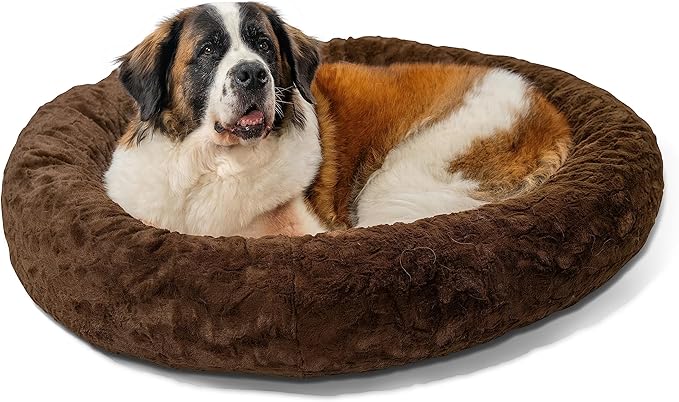 Best Friends by Sheri The Original Calming Donut Cat and Dog Bed in Lux Fur Dark Chocolate 45"