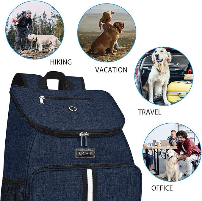 BAGLHER丨Dog Travel Bag, Airline Approved Pet Supplies Backpack, Dog Travel Backpack with 2 Silicone Collapsible Bowls and 2 Food Baskets