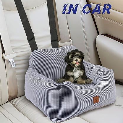 enlitoys Dog Car Seat Puppy Booster Seat with Storage Pockets and Clip-On Leash Pet Travel Safety Bed Dog Car Seat for Small Dogs