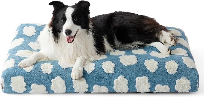 Lesure Large Dog Beds-Thick Shredded Chopped Foam Pet Bed Bottom(36'x27', Blue)