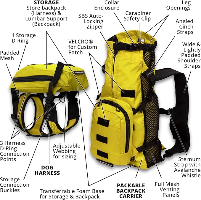 K9 Sport Sack Walk-On | Dog Carrier Dog Backpack with Harness & Storage (Medium, Buttercup Yellow)