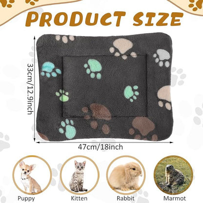 4 Pack Ultra Soft Dog Cat Bed Mat with Cute Prints Reversible Fleece Dog Crate Kennel Pad Cozy Washable Thickened Hamster Guinea Pig Bed Pet Bed Mat for Small Animals (Black,13 x 19 Inches)