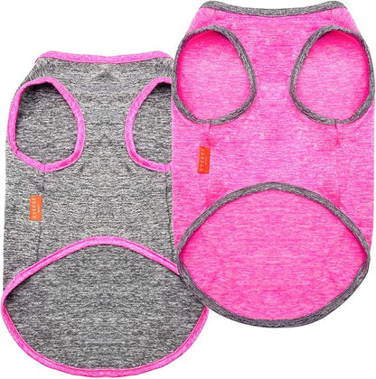 KYEESE 2 Pack Dog Shirts Quick Dry Soft Stretchy Dog T-Shirts with Reflective Label Tank Top Sleeveless Vest Dog Clothes for Small Medium Dogs